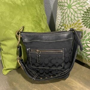 Coach Black Crossbody Bag with Brass Details slim